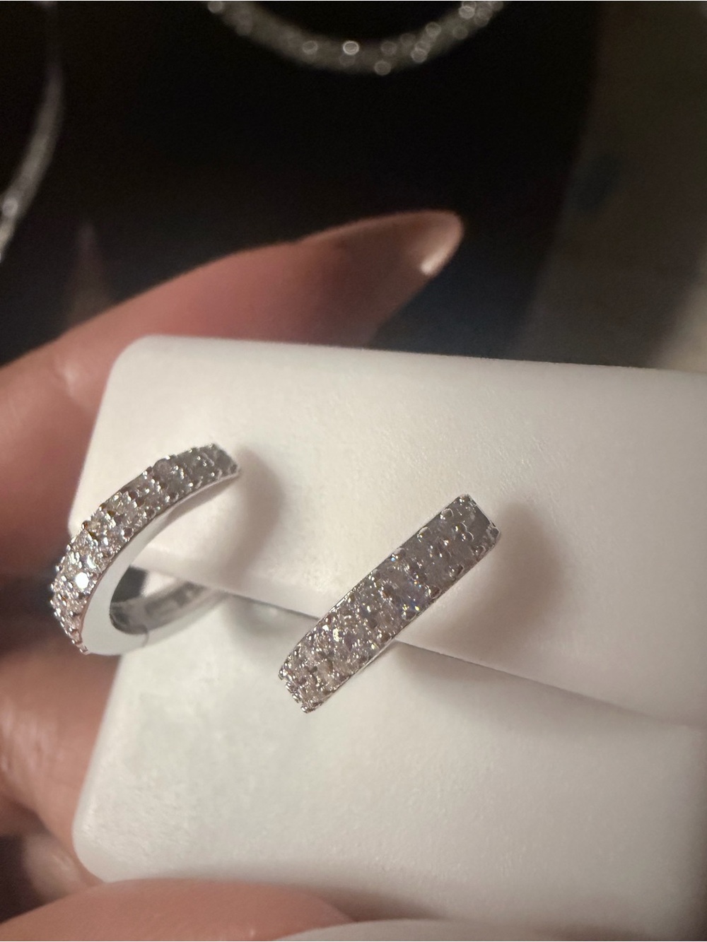 Moissanite 925 Half-Hoop Earrings in Silver